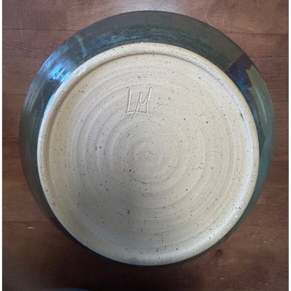 Handmade Artist Signed Ceramic Centerpiece Bowl Earthy Glaze possible flaw PICS - Picture 11 of 12